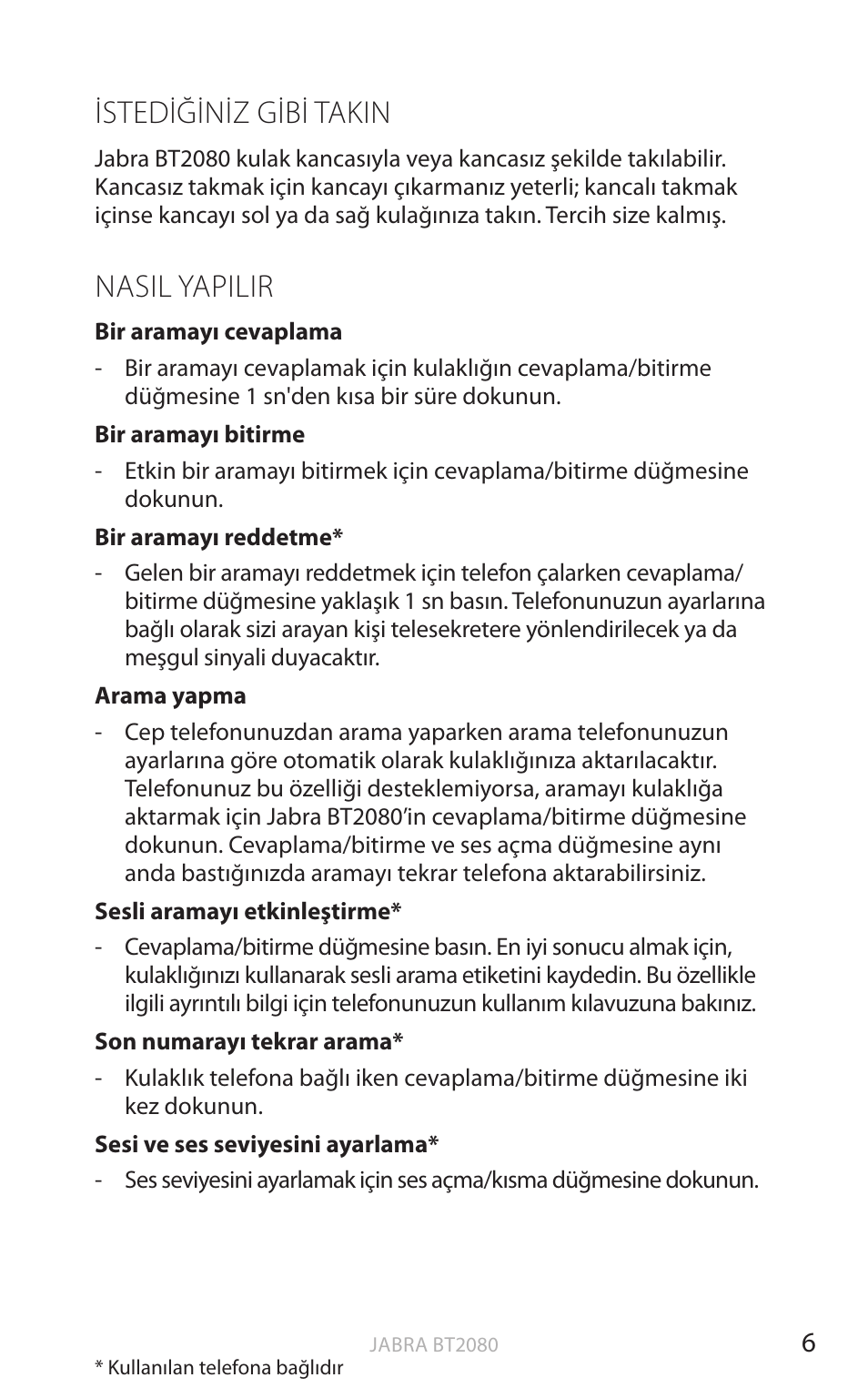 Istediğiniz gibi takin, Nasil yapilir, English | Jabra BT2080 User Manual | Page 330 / 495