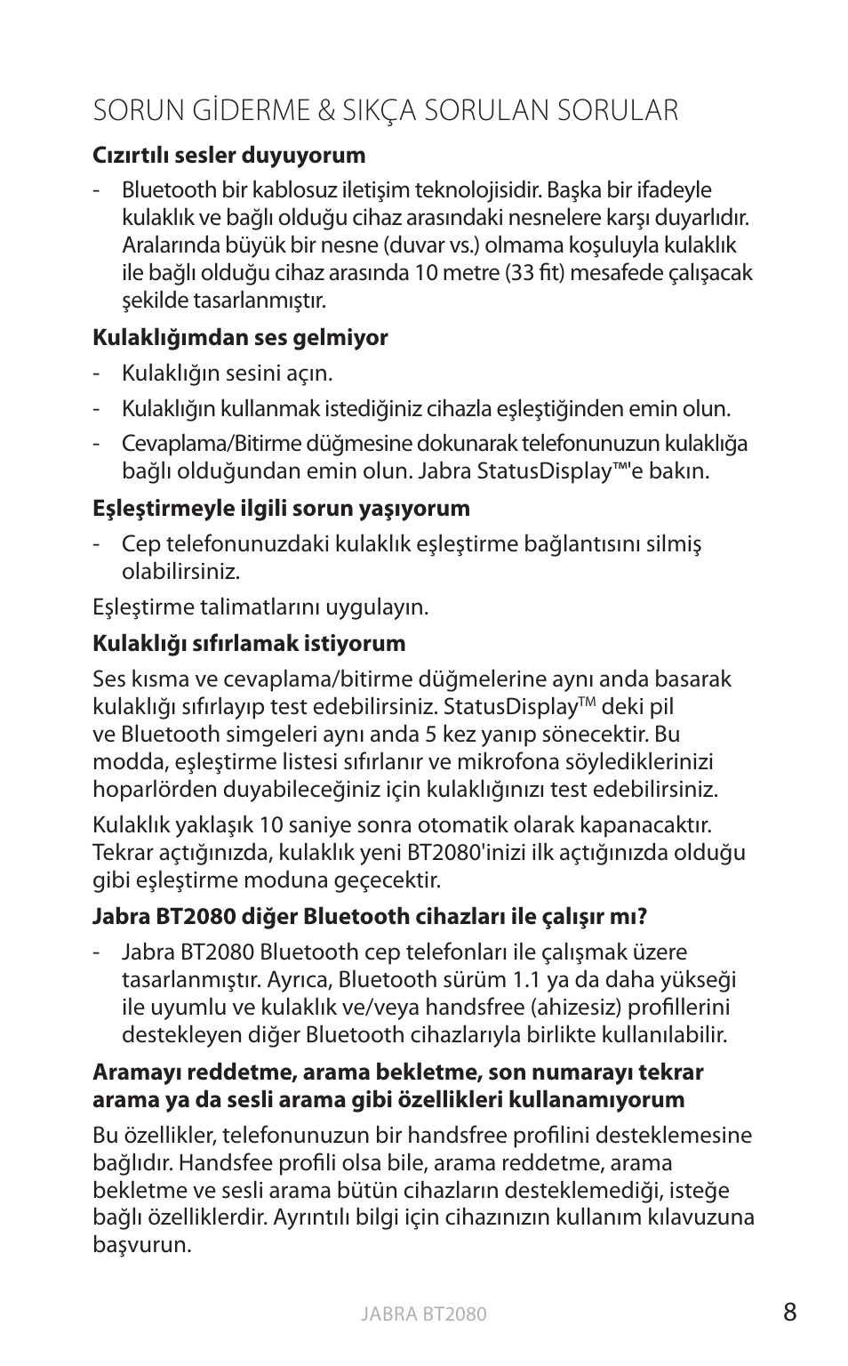Sorun giderme & sikça sorulan sorular, English | Jabra BT2080 User Manual | Page 332 / 495