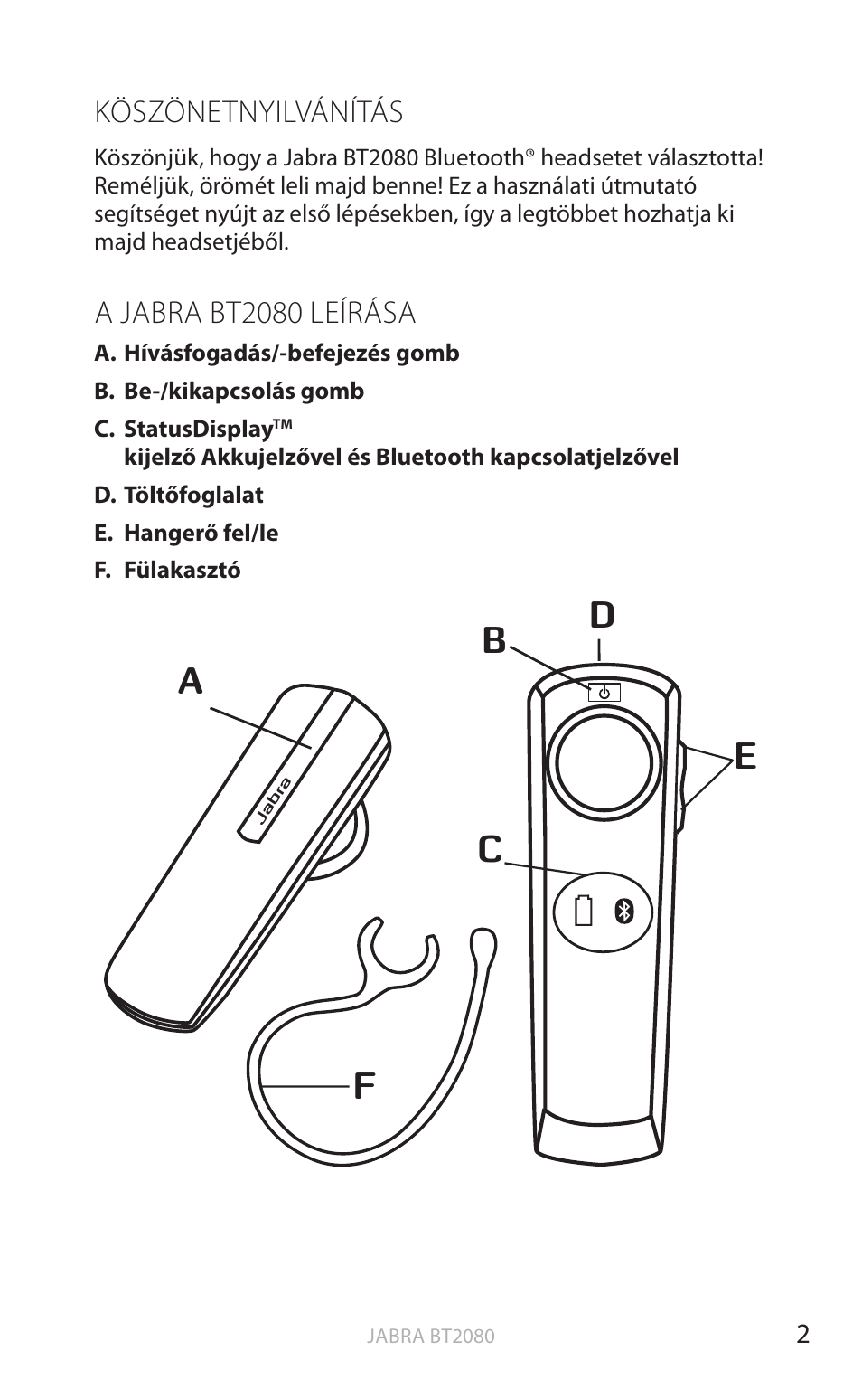 Köszönetnyilvánítás, A jabra bt2080 leírása, English | Jabra BT2080 User Manual | Page 342 / 495