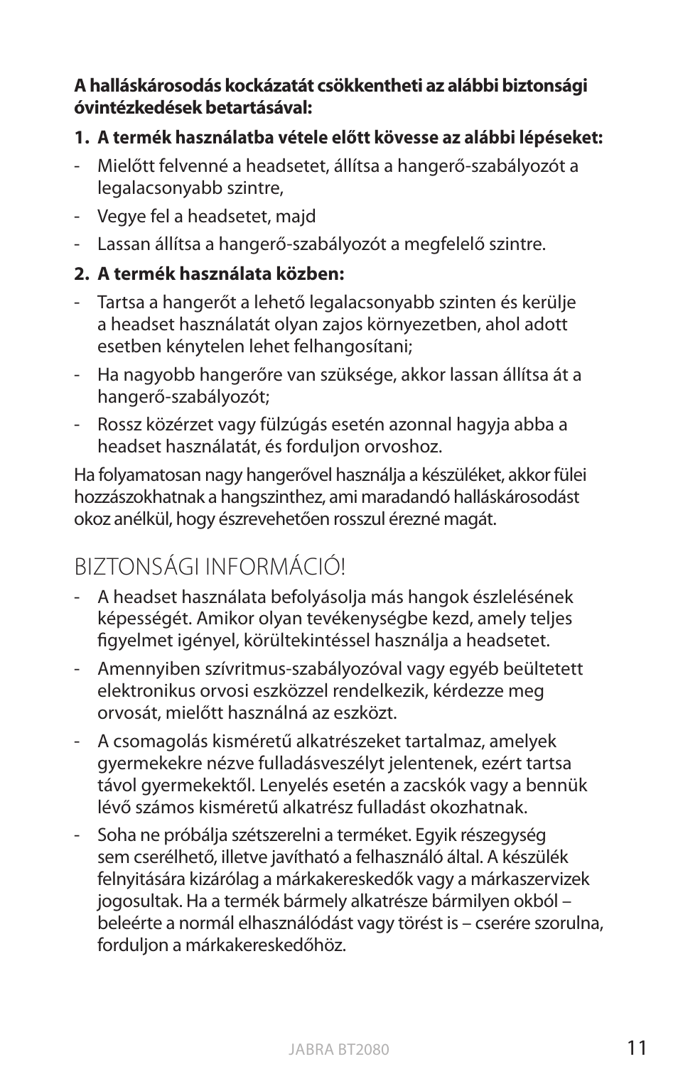 Biztonsági információ, English | Jabra BT2080 User Manual | Page 351 / 495