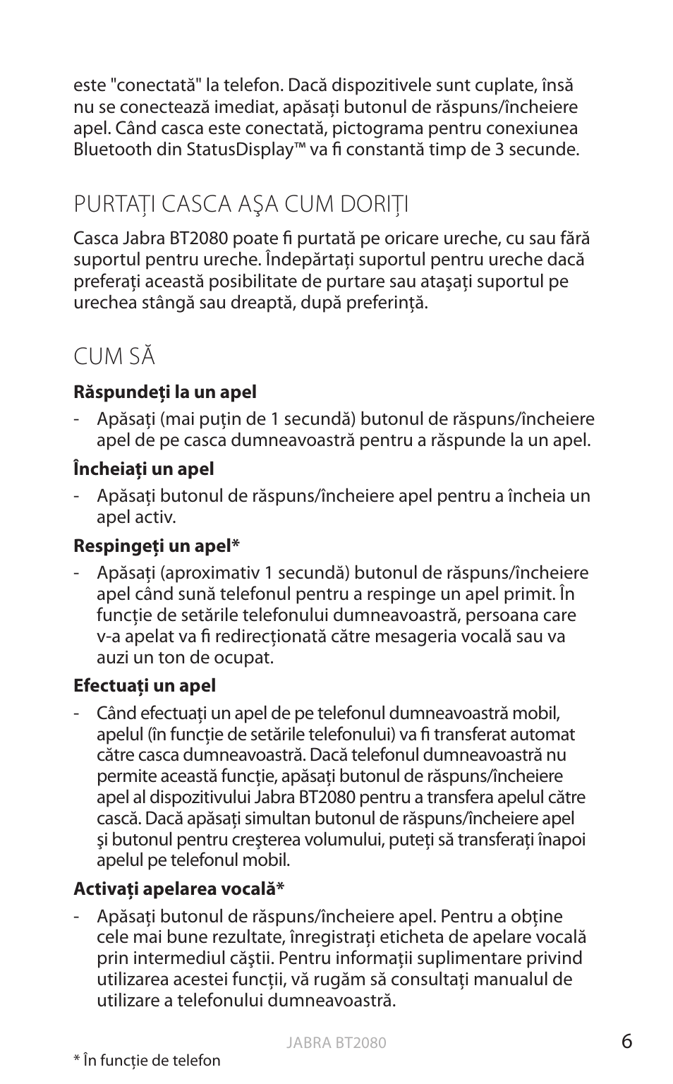 Purtaţi casca aşa cum doriţi, Cum să, English | Jabra BT2080 User Manual | Page 363 / 495