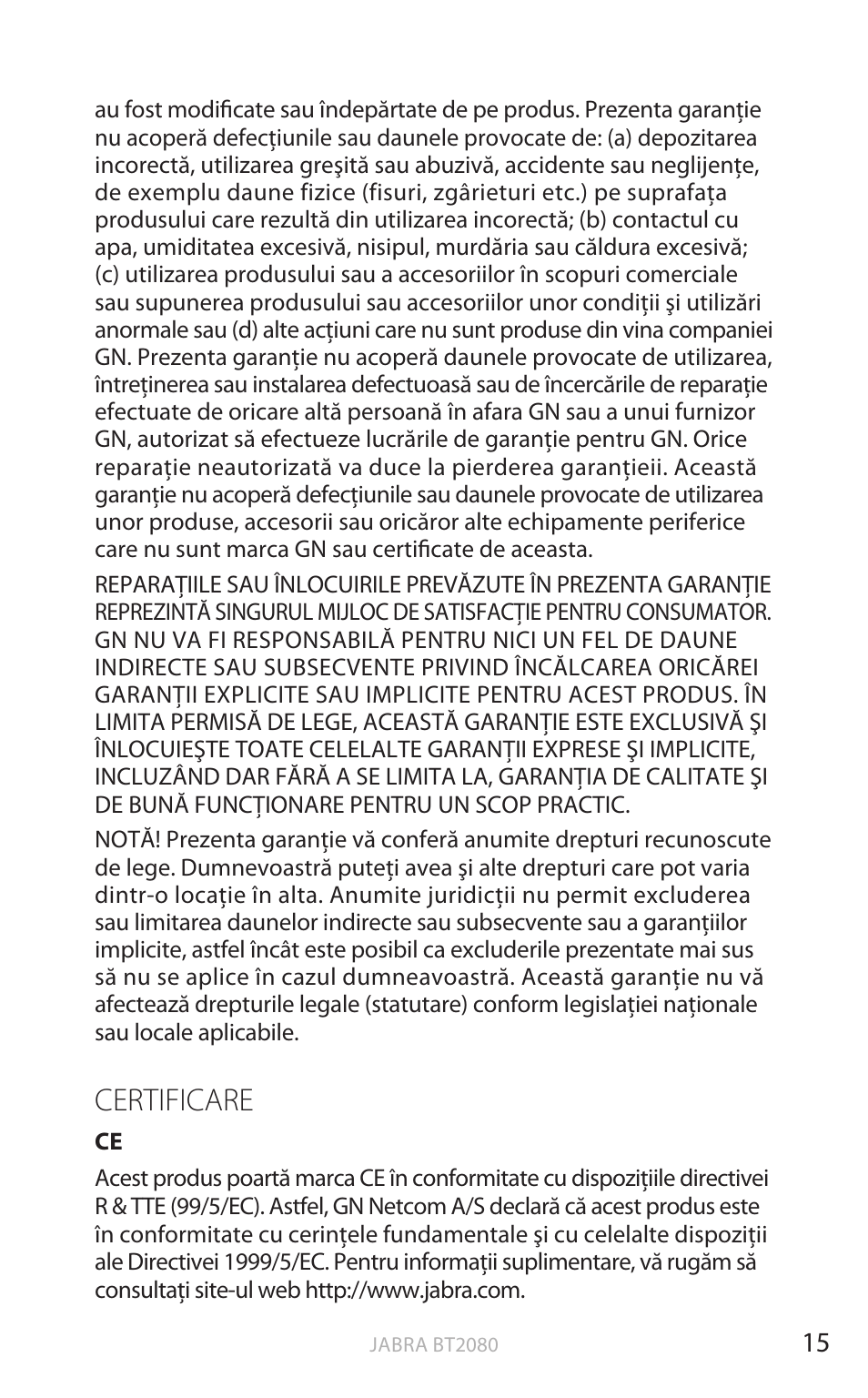 Certificare, English | Jabra BT2080 User Manual | Page 372 / 495