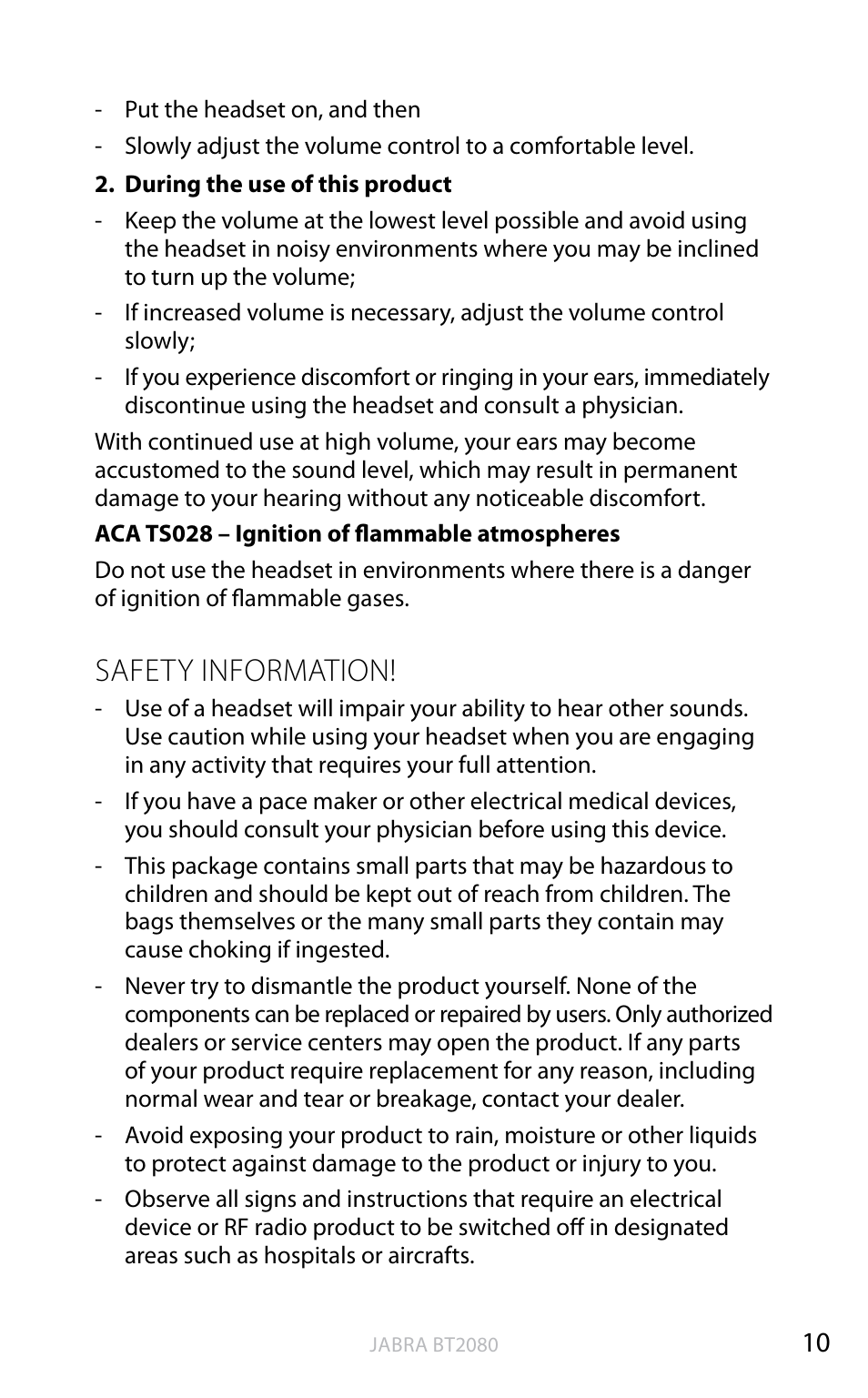 Safety information, English | Jabra BT2080 User Manual | Page 46 / 495