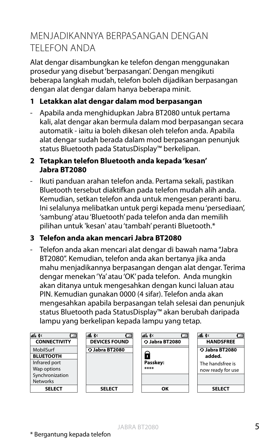 Menjadikannya berpasangan dengan telefon anda, Bahasa ingger is | Jabra BT2080 User Manual | Page 470 / 495