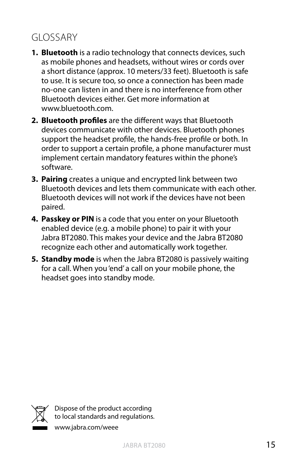 Glossary, English | Jabra BT2080 User Manual | Page 51 / 495