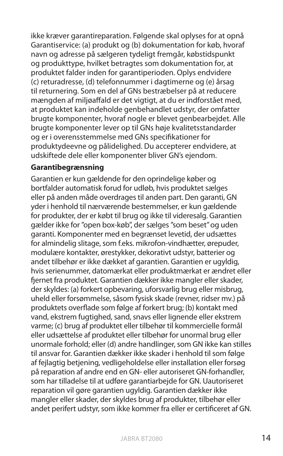Dansk | Jabra BT2080 User Manual | Page 65 / 495