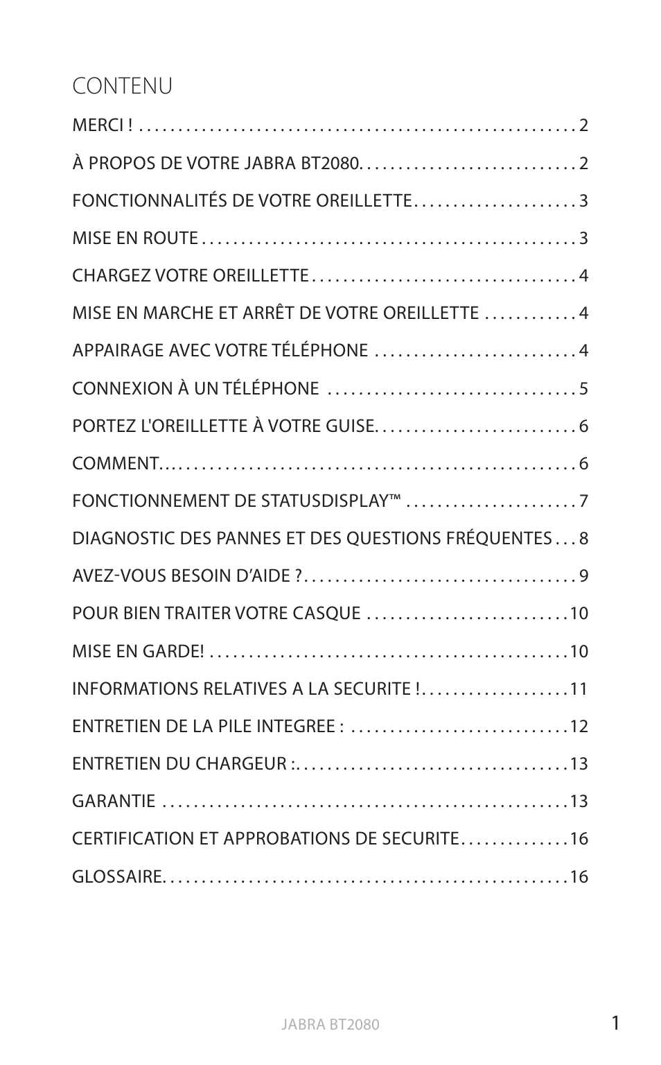 Français (cliquez ici pour le manuel), Angl a is, Contenu | Jabra BT2080 User Manual | Page 68 / 495