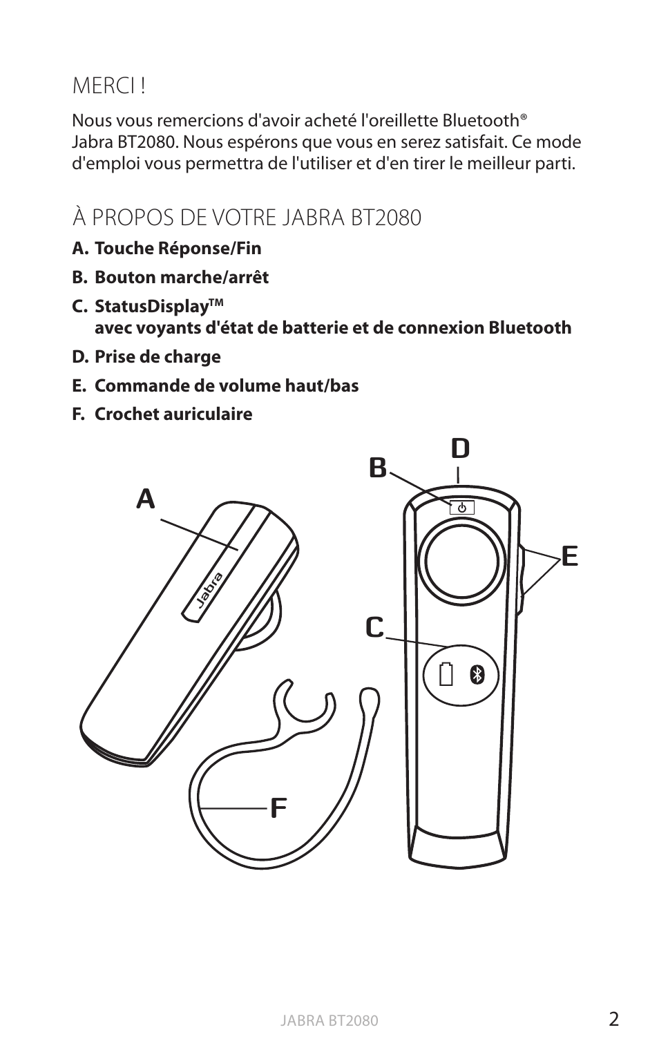 Merci, À propos de votre jabra bt2080, Angl a is | Jabra BT2080 User Manual | Page 69 / 495