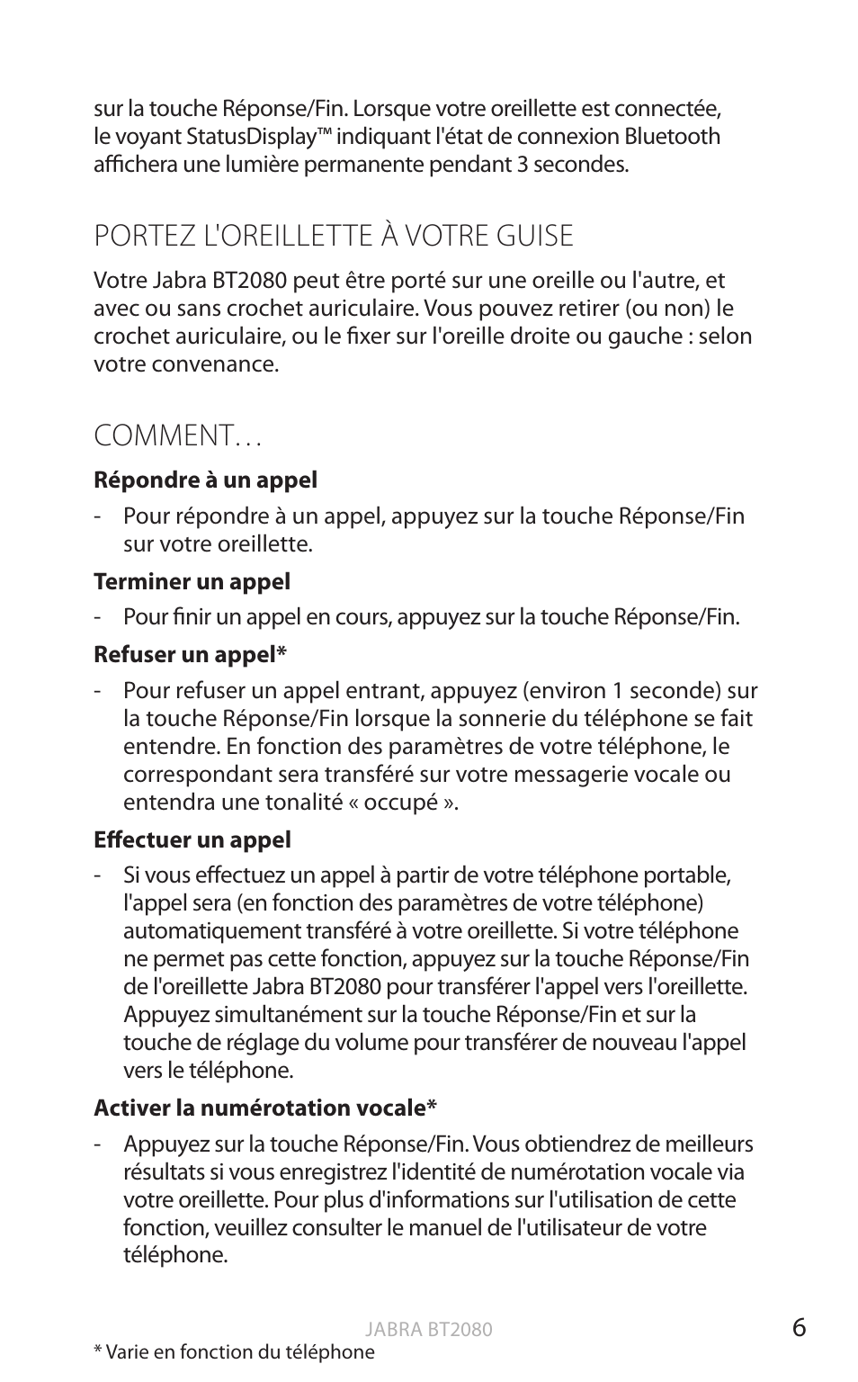 Portez l'oreillette à votre guise, Comment, Angl a is | Jabra BT2080 User Manual | Page 73 / 495