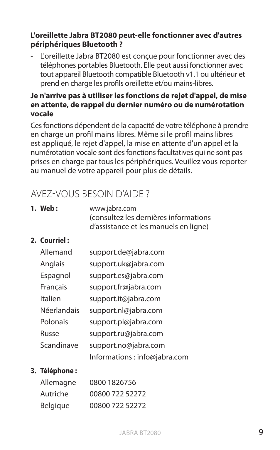 Avez-vous besoin d’aide, Angl a is | Jabra BT2080 User Manual | Page 76 / 495