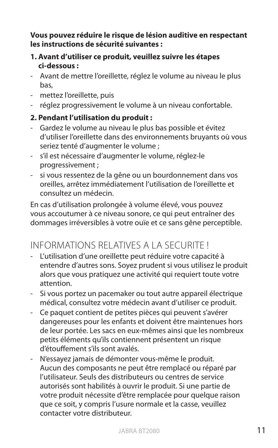 Informations relatives a la securite, Angl a is | Jabra BT2080 User Manual | Page 78 / 495