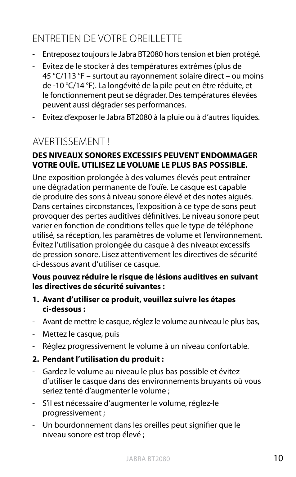 Entretien de votre oreillette, Avertissement, Angl ais | Jabra BT2080 User Manual | Page 93 / 495
