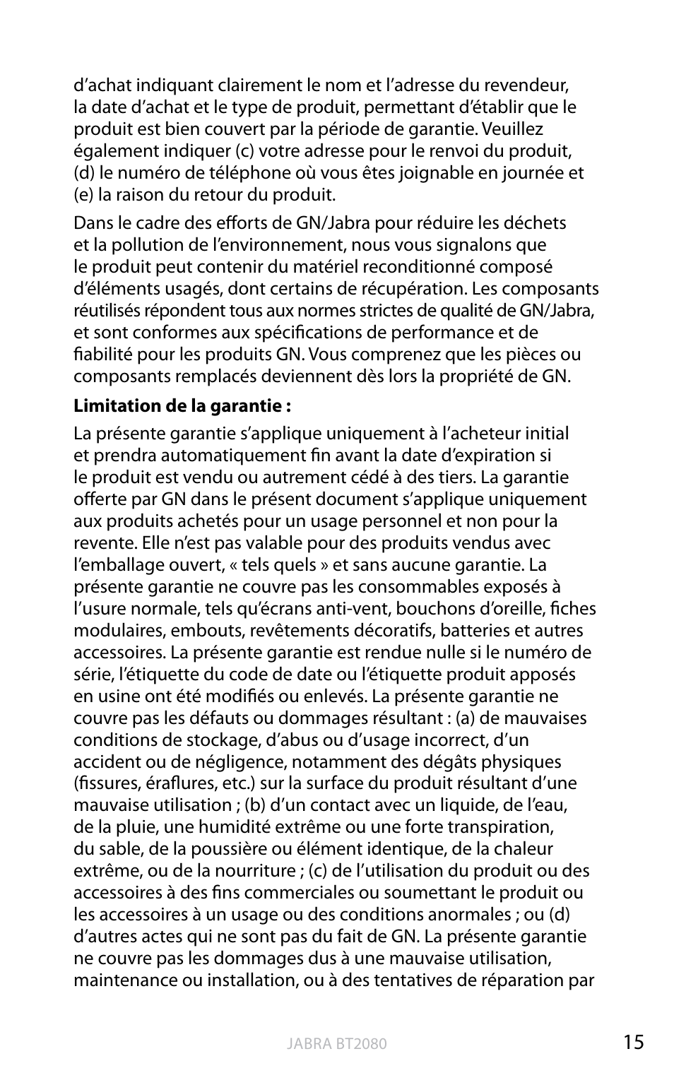 Angl ais | Jabra BT2080 User Manual | Page 98 / 495
