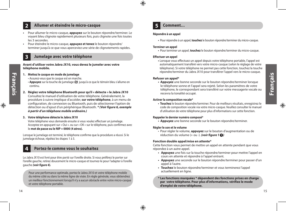 Fr an ça is | Jabra JXO Bluetooth Headset User Manual | Page 10 / 23