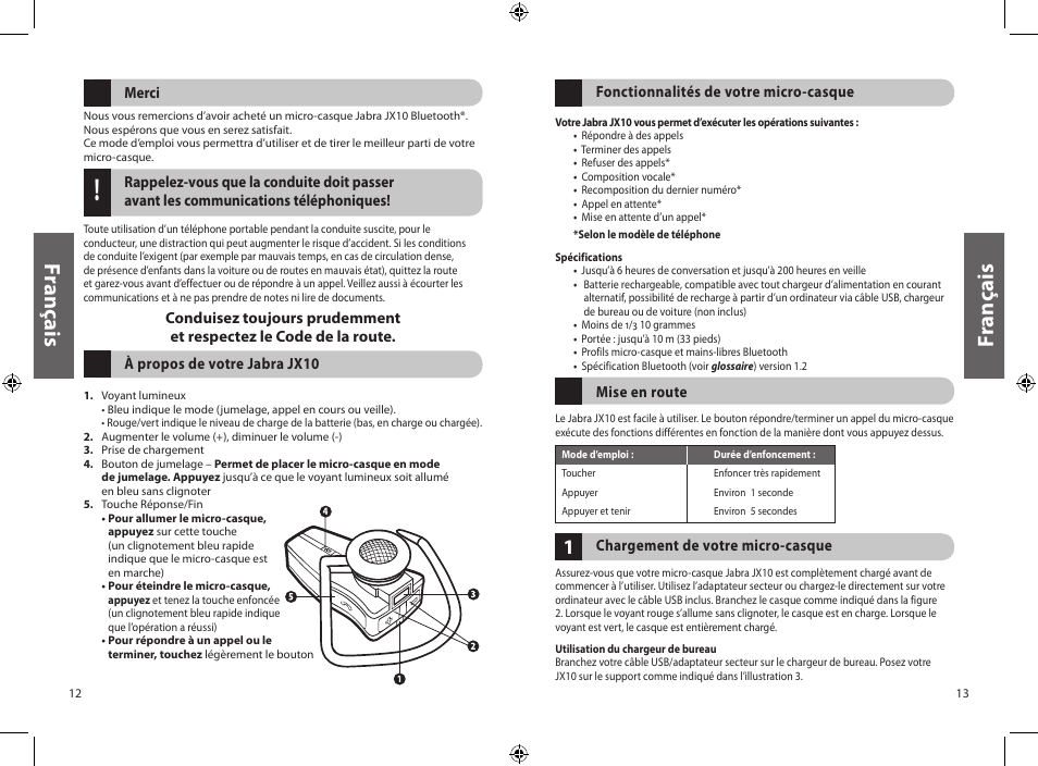 Fr an ça is | Jabra JXO Bluetooth Headset User Manual | Page 9 / 23