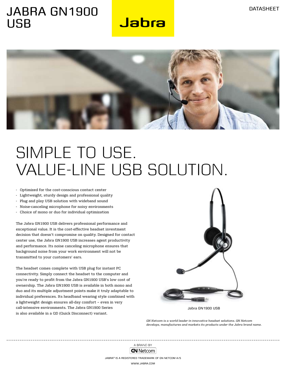 Jabra GN1900 USB User Manual | 2 pages