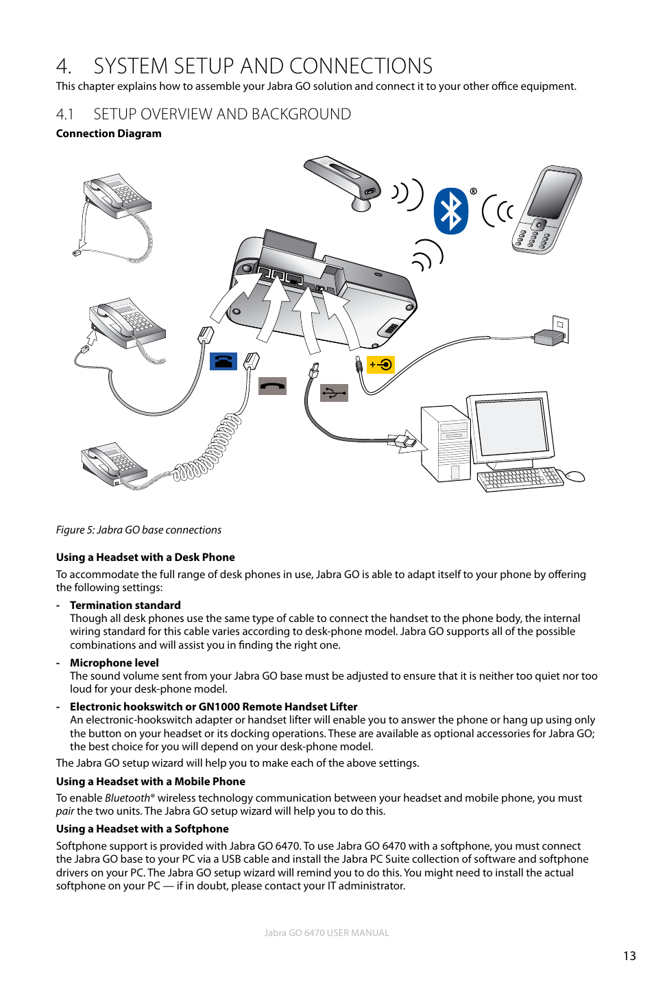 System setup and connections, 1 setup overview and background, En g li sh | Jabra GO 6470 User Manual | Page 13 / 77