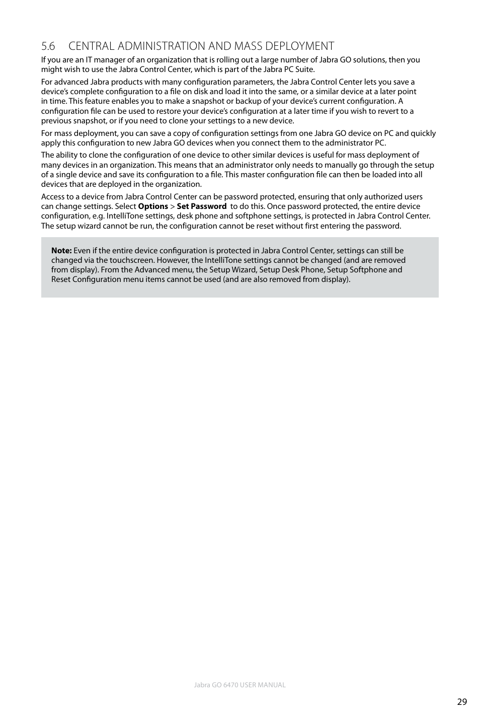 6 central administration and mass deployment, En g li sh | Jabra GO 6470 User Manual | Page 29 / 77