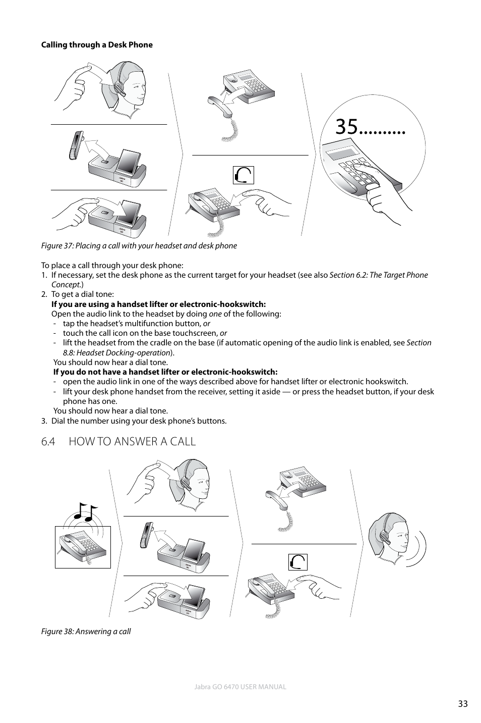 4 how to answer a call, En g li sh | Jabra GO 6470 User Manual | Page 33 / 77