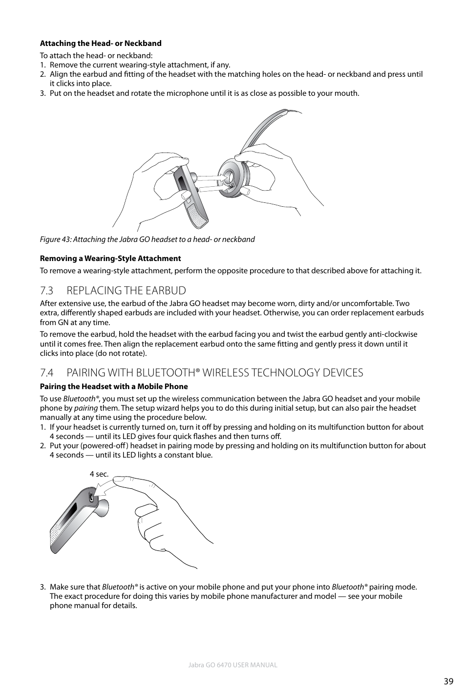 3 replacing the earbud, En g li sh | Jabra GO 6470 User Manual | Page 39 / 77