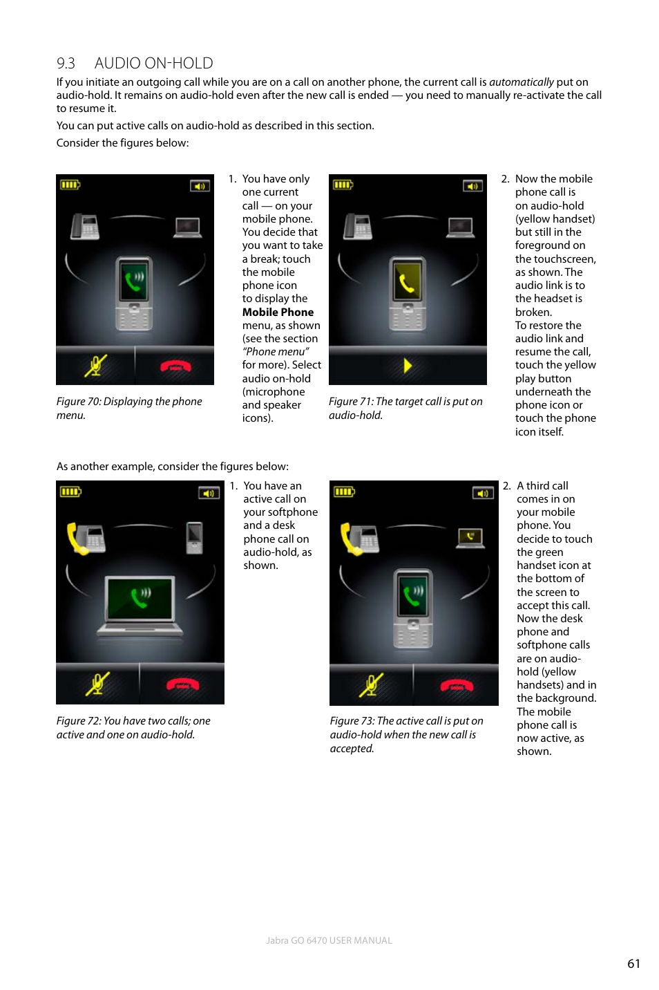 3 audio on-hold, En g li sh | Jabra GO 6470 User Manual | Page 61 / 77