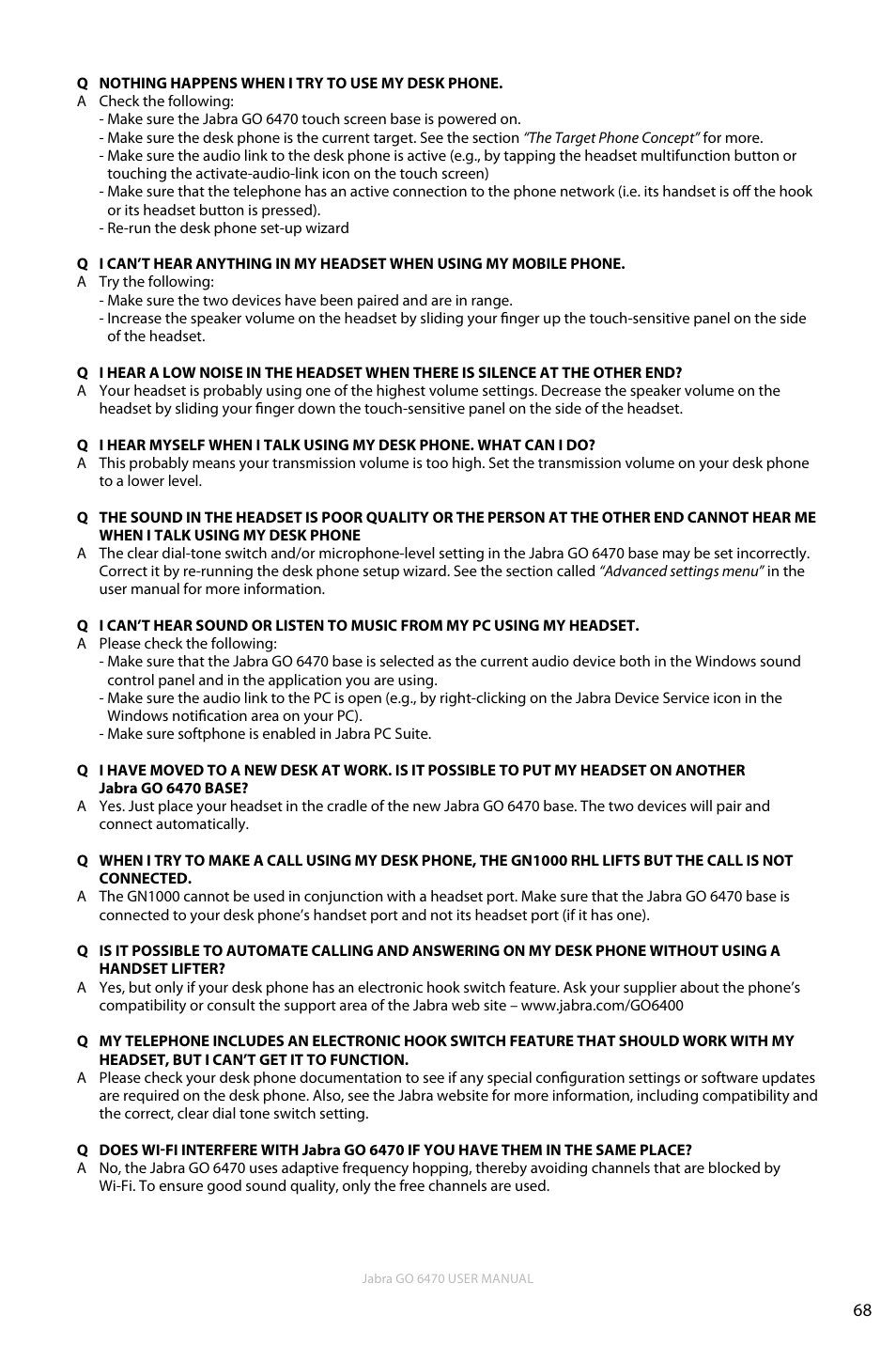 En g li sh | Jabra GO 6470 User Manual | Page 68 / 77