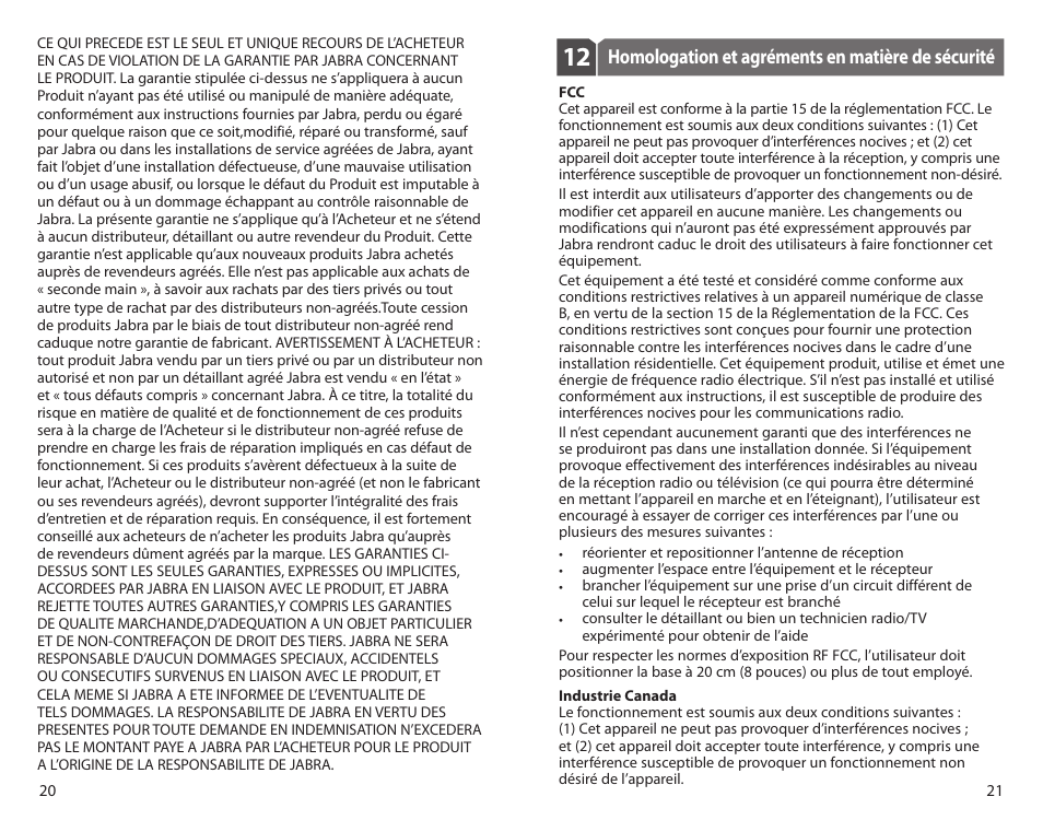 Homologation et agréments en matière de sécurité | Jabra BT160 User Manual | Page 13 / 25