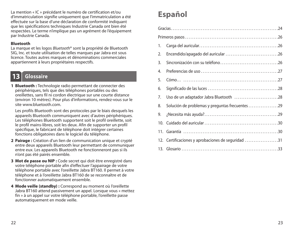 Español | Jabra BT160 User Manual | Page 14 / 25