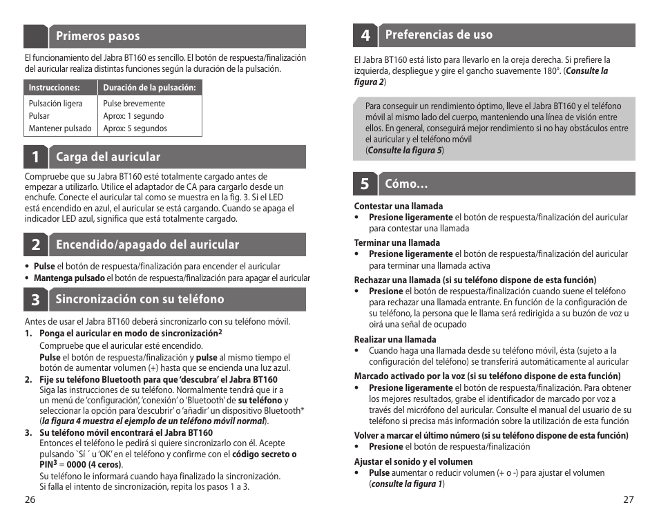 Jabra BT160 User Manual | Page 16 / 25