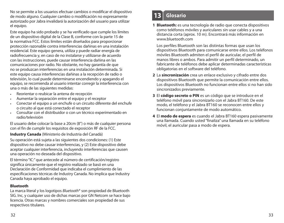 Glosario | Jabra BT160 User Manual | Page 19 / 25