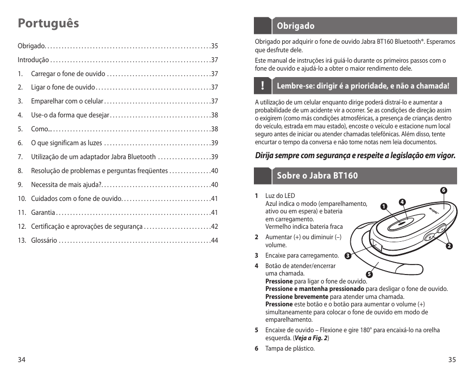 Português | Jabra BT160 User Manual | Page 20 / 25