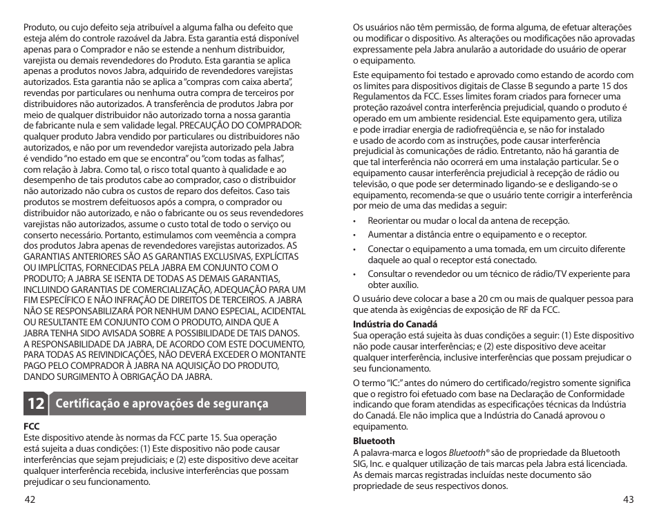 Certificação e aprovações de segurança | Jabra BT160 User Manual | Page 24 / 25