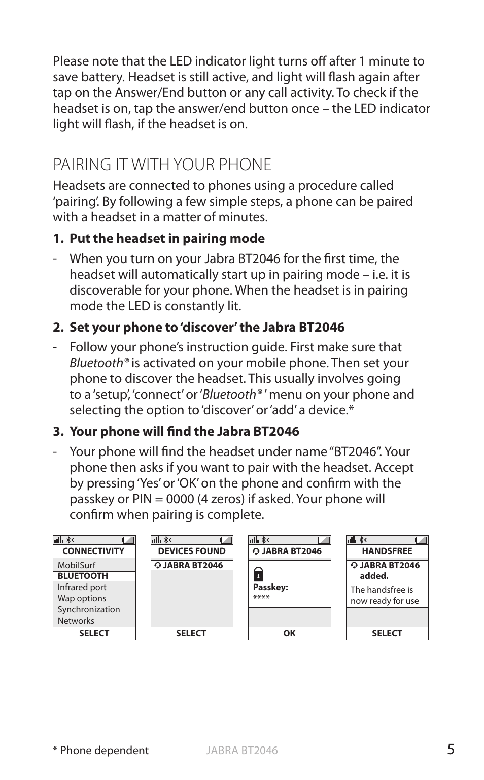 English, Pairing it with your phone | Jabra BT2046 User Manual | Page 6 / 14