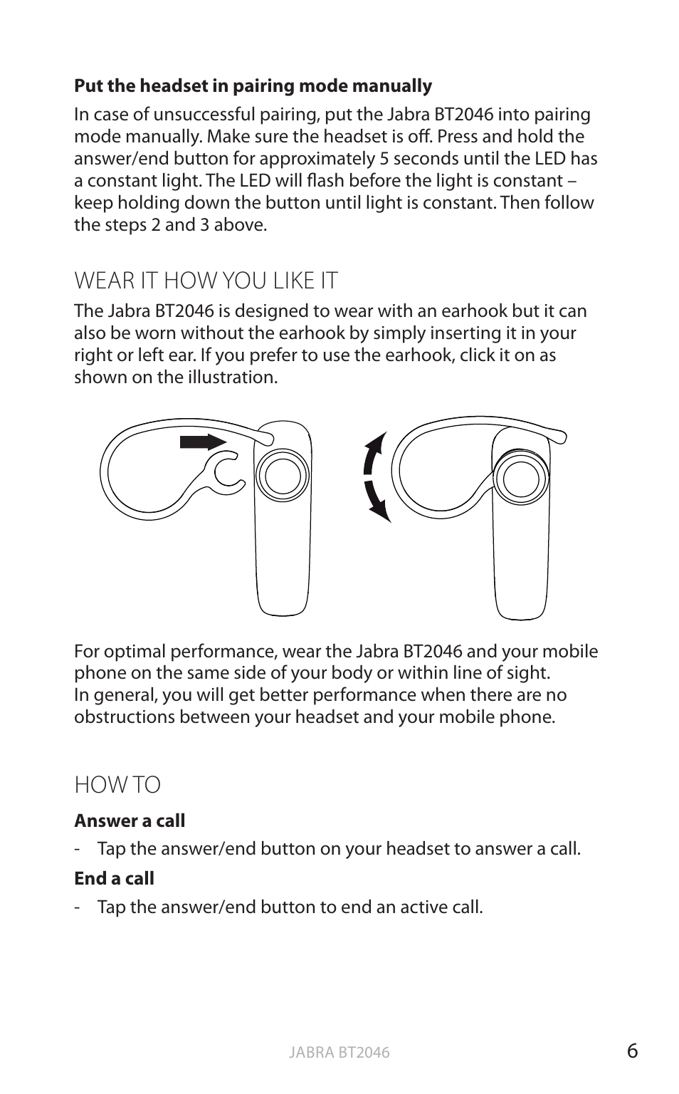 English, Wear it how you like it, How to | Jabra BT2046 User Manual | Page 7 / 14