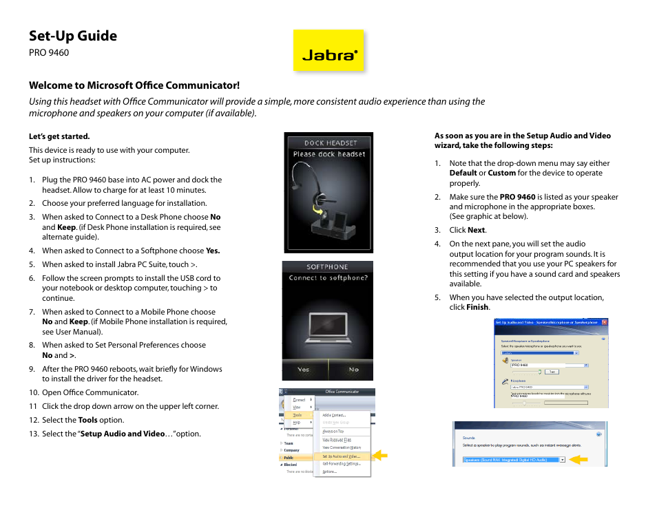 Jabra PR9460 User Manual | 2 pages