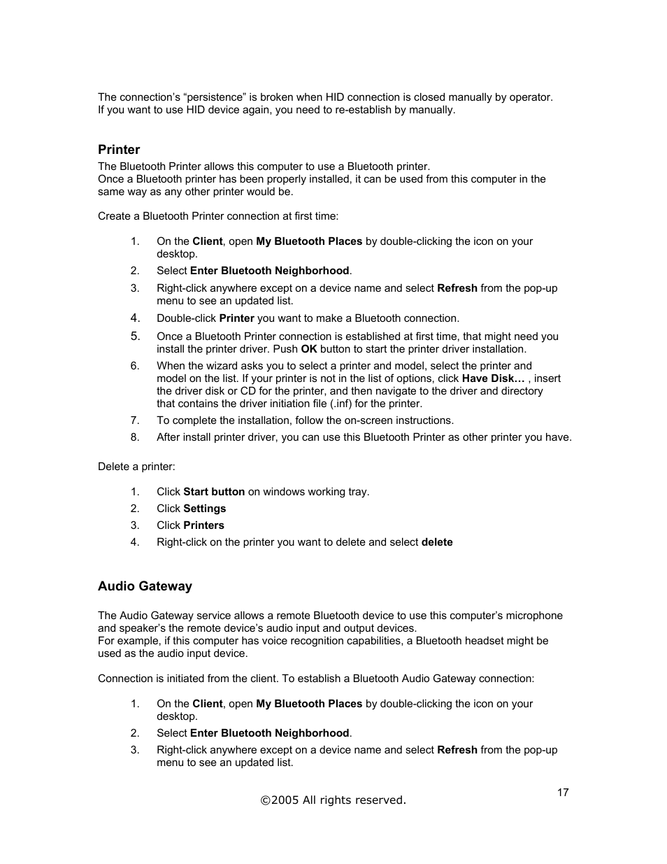 Printer, Audio gateway | Jabra A320s User Manual | Page 17 / 53