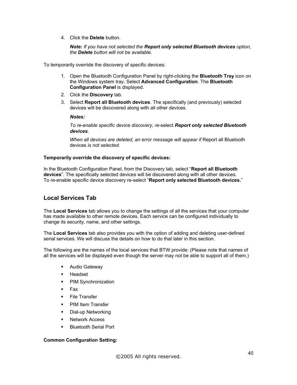 Local services tab | Jabra A320s User Manual | Page 40 / 53