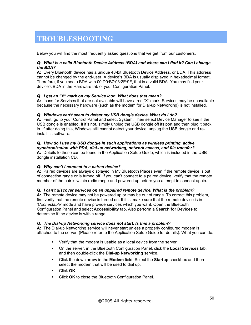 Troubleshooting | Jabra A320s User Manual | Page 50 / 53