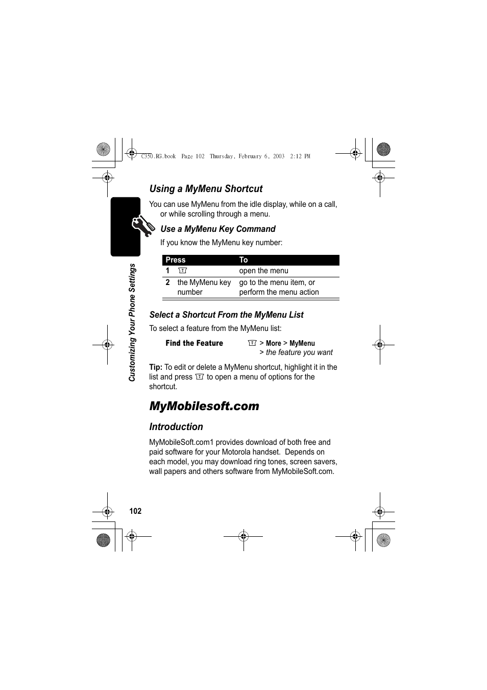 Using a mymenu shortcut, Introduction | Jabra C350 User Manual | Page 102 / 173