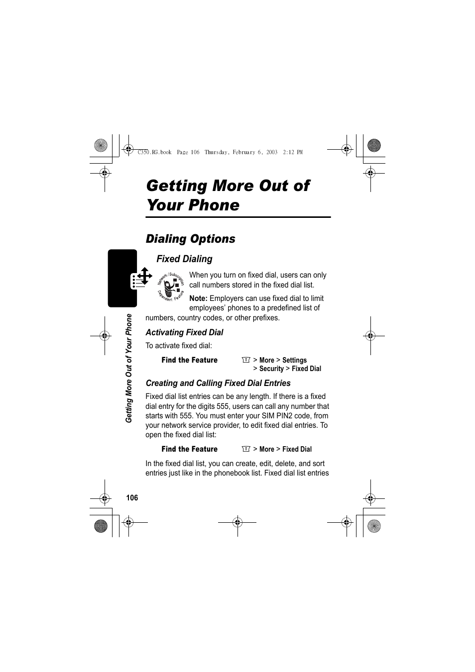 Getting more out of your phone, Dialing options | Jabra C350 User Manual | Page 106 / 173