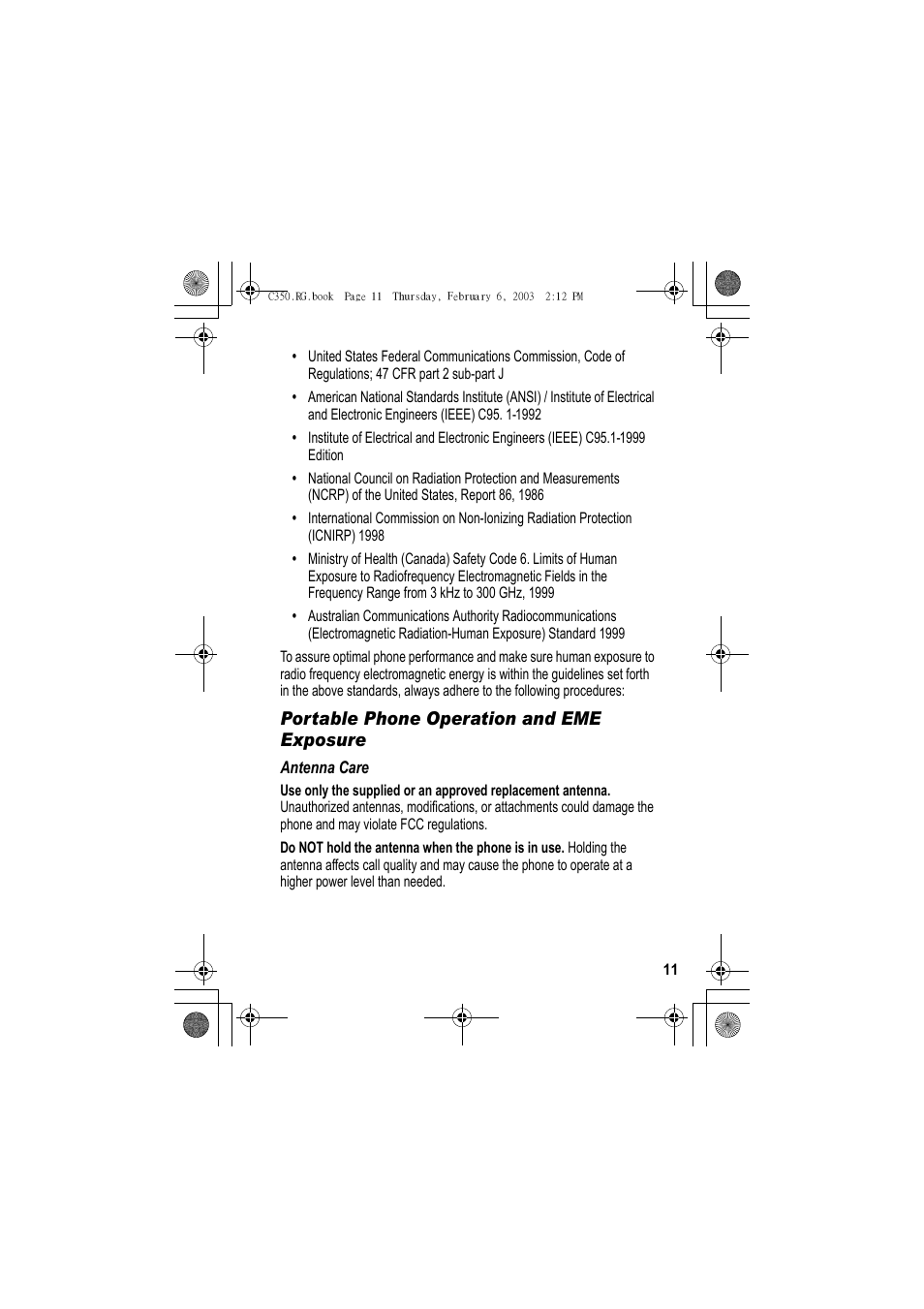 Portable phone operation and eme exposure | Jabra C350 User Manual | Page 11 / 173