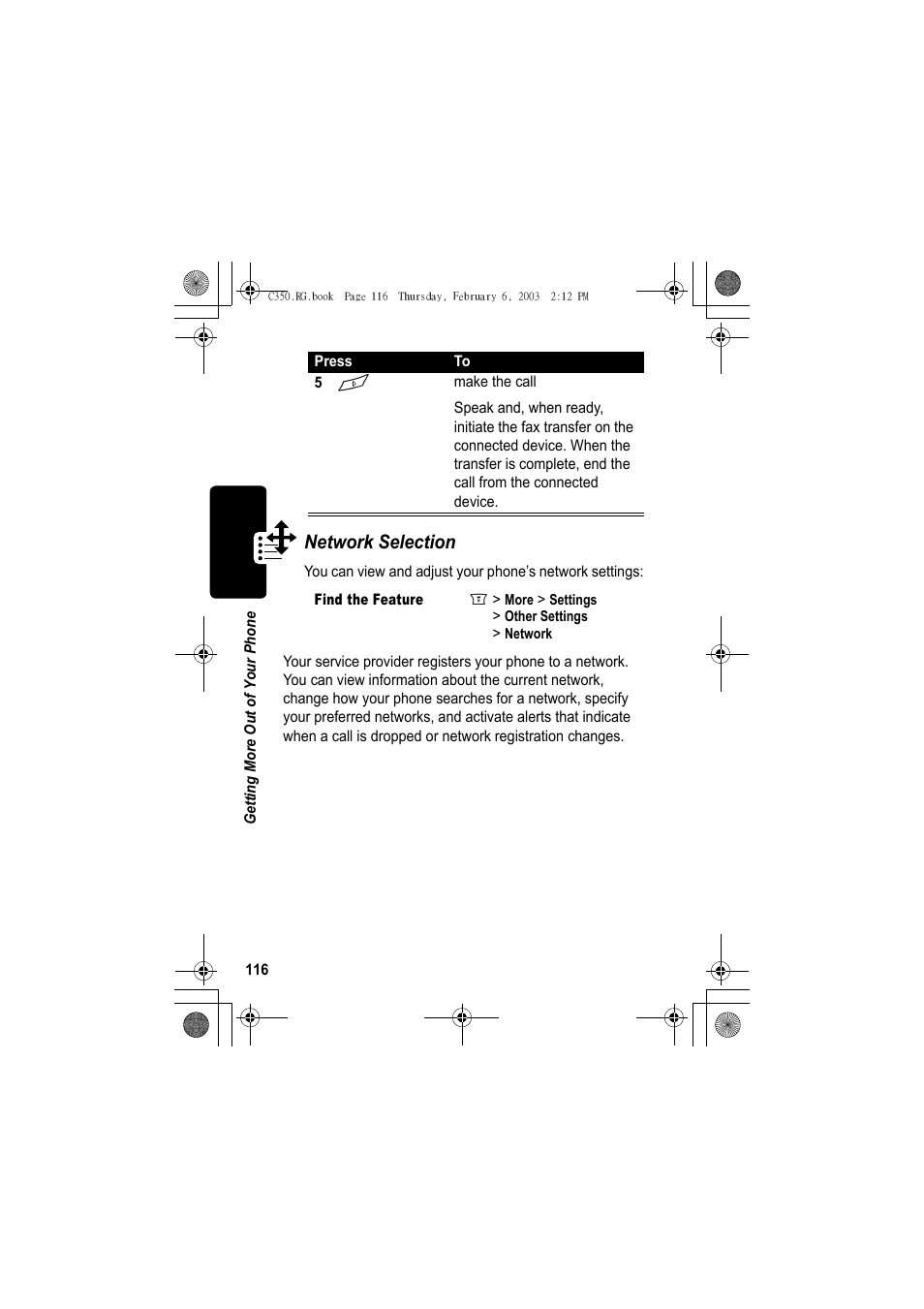 Network selection | Jabra C350 User Manual | Page 116 / 173