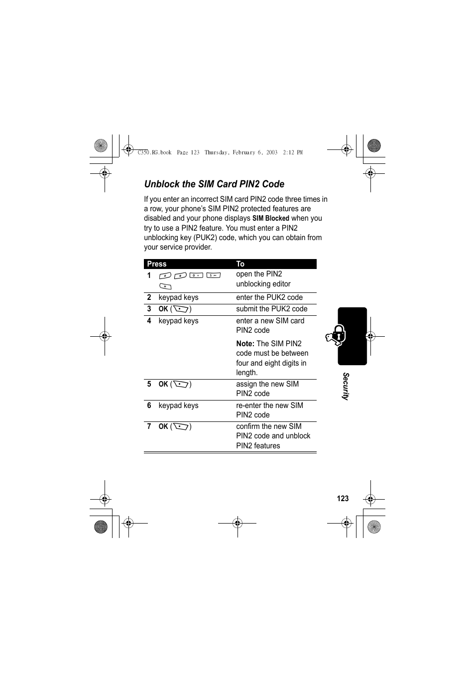 Unblock the sim card pin2 code | Jabra C350 User Manual | Page 123 / 173