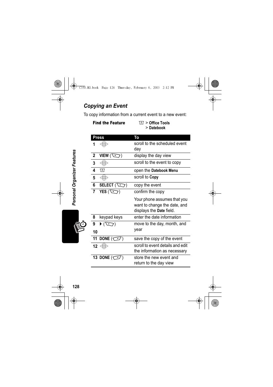Copying an event | Jabra C350 User Manual | Page 128 / 173