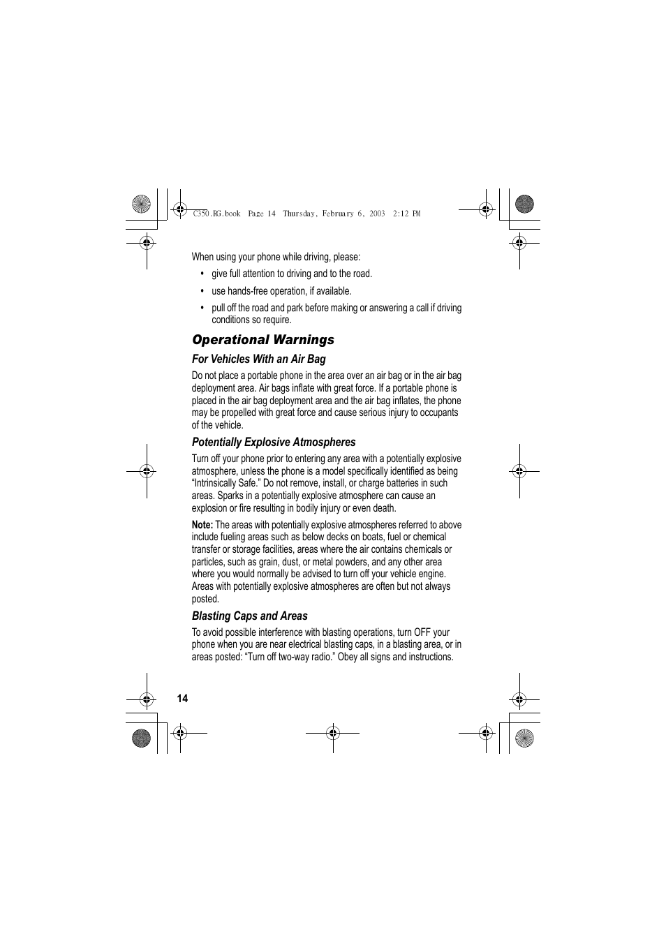 Operational warnings | Jabra C350 User Manual | Page 14 / 173