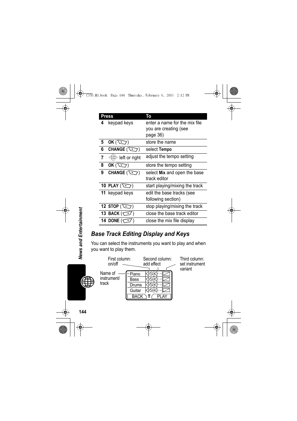 Base track editing display and keys | Jabra C350 User Manual | Page 144 / 173