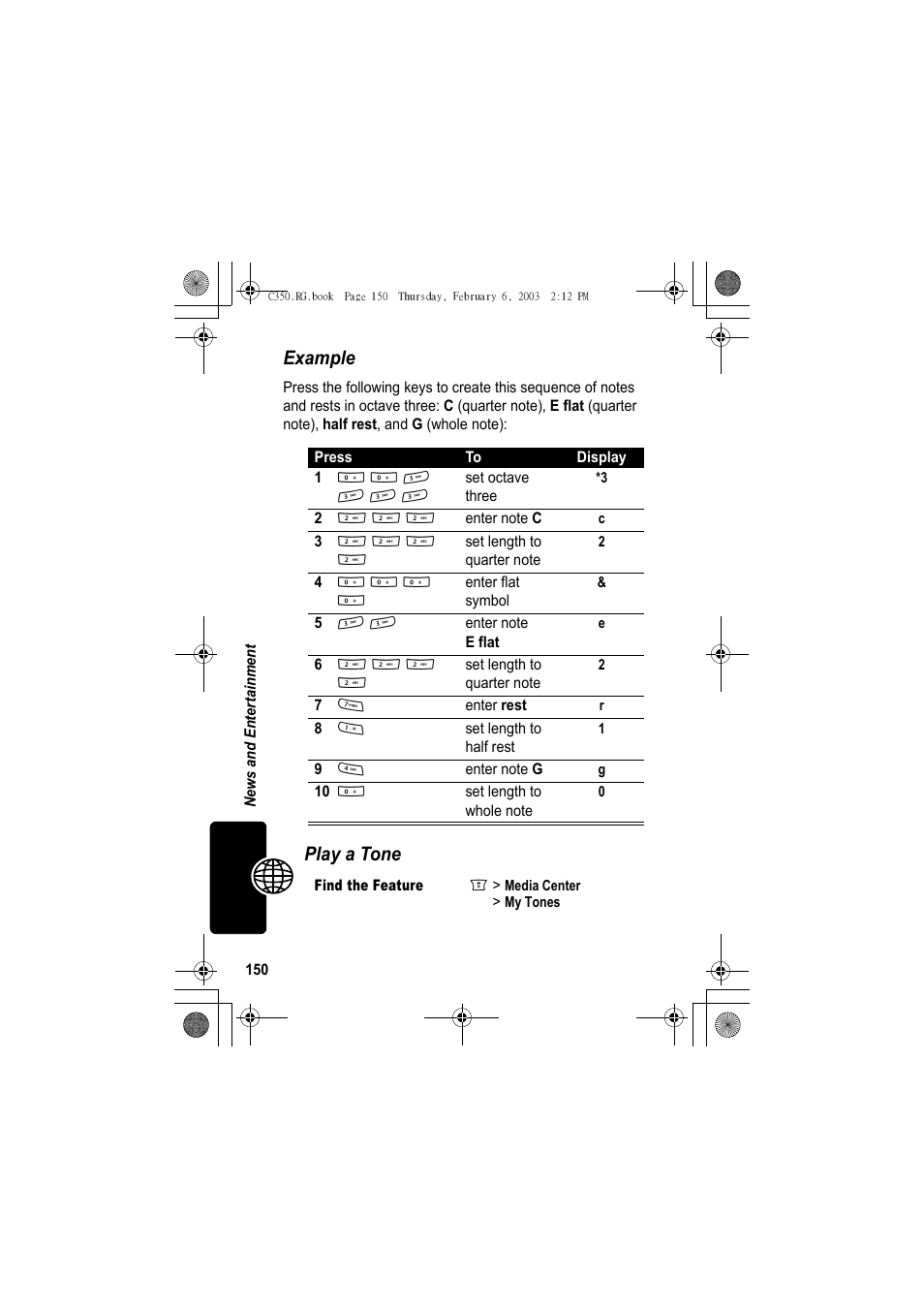 Example, Play a tone | Jabra C350 User Manual | Page 150 / 173