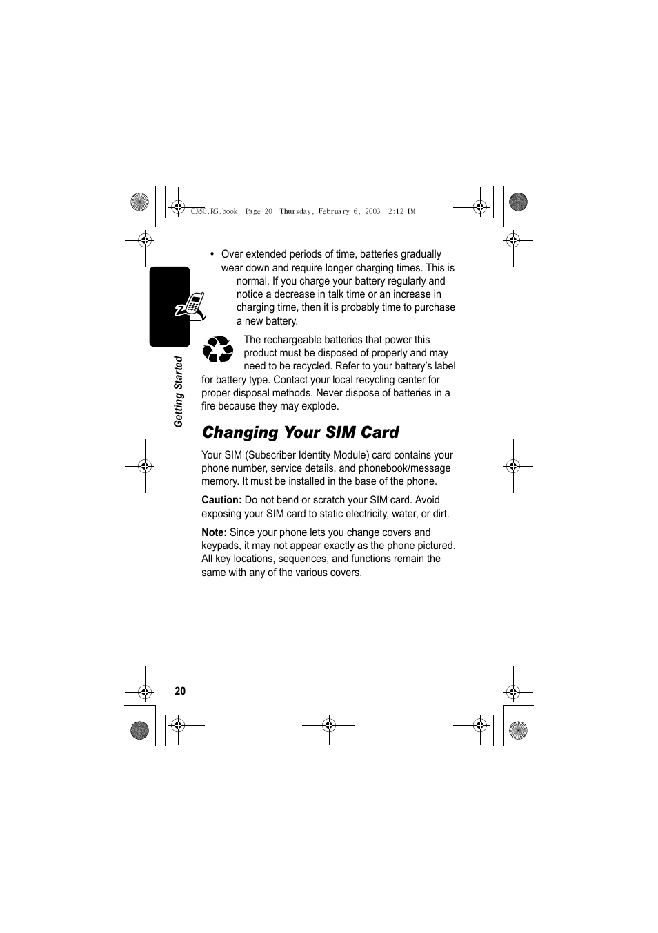 Changing your sim card | Jabra C350 User Manual | Page 20 / 173