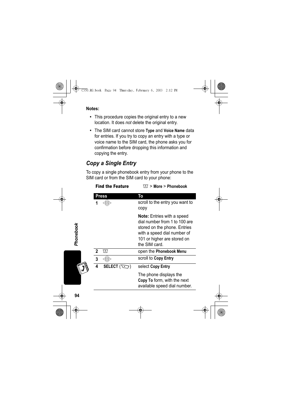 Copy a single entry | Jabra C350 User Manual | Page 94 / 173