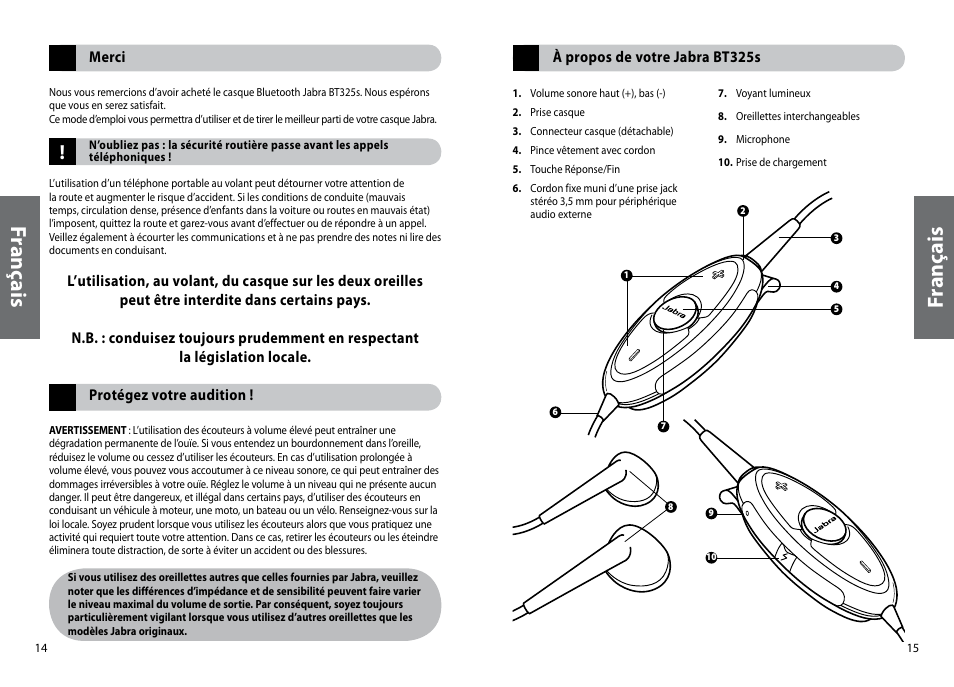 Fr an ça is | Jabra BT325s User Manual | Page 10 / 75